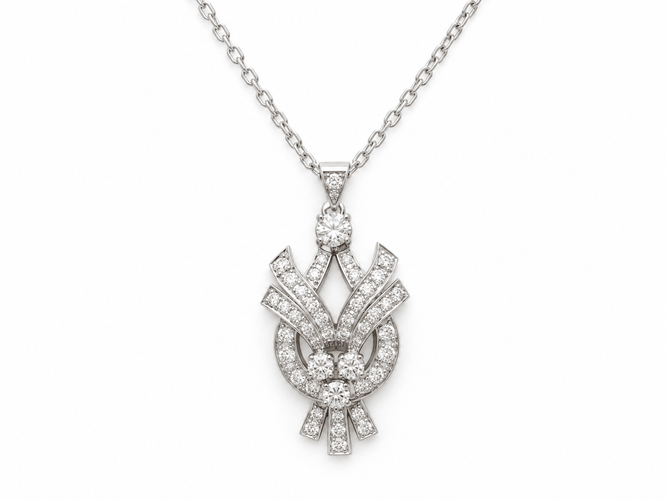 Collier Collier pendentif en platine et or blanc avec diamants 58 Facettes 31840