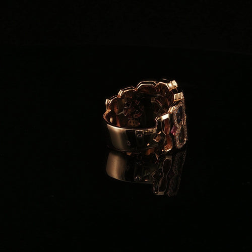 Bague Bague en or jaune 18 carats, saphirs multicolores 4,44 carats et diamants 58 Facettes UN-1668