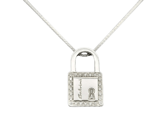 Collier Salvini Click Clack - Collier cadenas en or blanc et diamants 58 Facettes 113b20_M