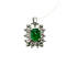 Pendentif cluster en platine, émeraude taille émeraude et diamants