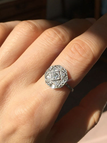 Bague 51 Art déco - Bague en platine et diamants 58 Facettes 286