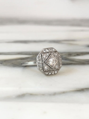Bague 51 Art déco - Bague en platine et diamants 58 Facettes 286