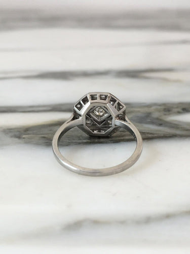 Bague 51 Art déco - Bague en platine et diamants 58 Facettes 286