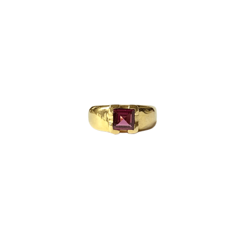 Bague bandeau en or jaune et tourmaline rubellite