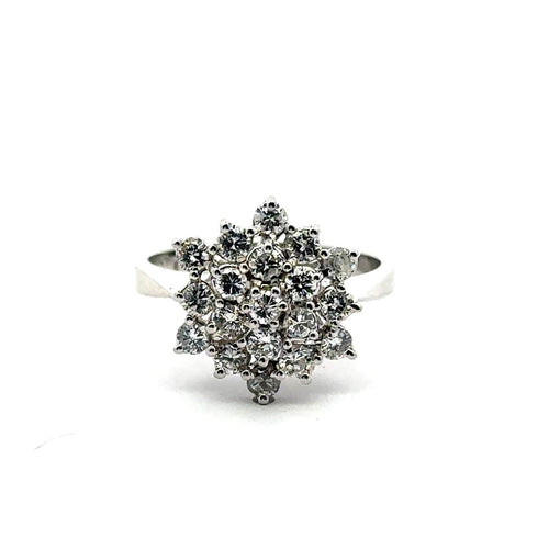 Bague 55 Bague cocktail rosette en or blanc et diamants 58 Facettes 50518
