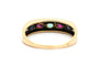 Bague 61 Bague contemporaine en or jaune avec émeraude, rubis, saphirs et diamants 58 Facettes B936