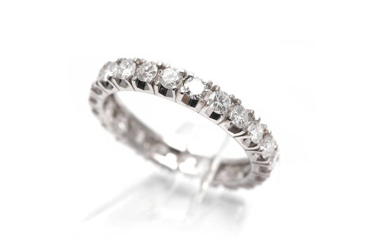 Bague 53 Alliance américaine en or blanc 18 carats et diamants 58 Facettes 24083