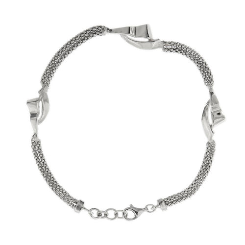 Bracelet Amo - Bracelet double maille pop-corn en or blanc 18 ct 58 Facettes 33127