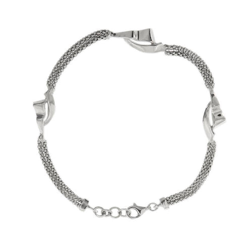 Bracelet Amo - Bracelet double maille pop-corn en or blanc 18 ct 58 Facettes 33127