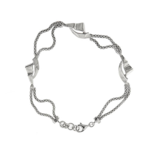 Bracelet Amo - Bracelet double maille pop-corn en or blanc 18 ct 58 Facettes 33127
