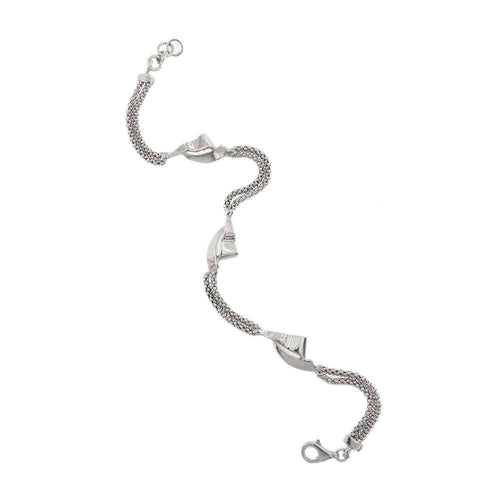 Bracelet Amo - Bracelet double maille pop-corn en or blanc 18 ct 58 Facettes 33127