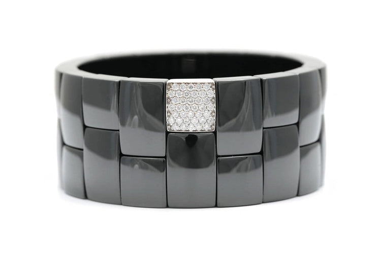 Bracelet Bracelet contemporain en céramique, or blanc et diamants 58 Facettes B943