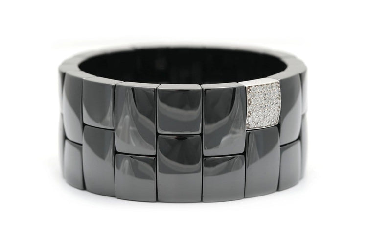 Bracelet Bracelet contemporain en céramique, or blanc et diamants 58 Facettes B943