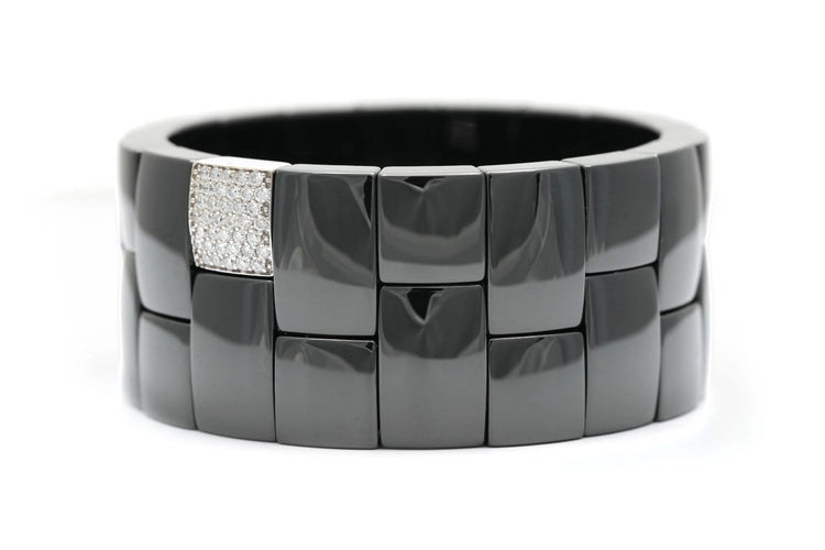 Bracelet Bracelet contemporain en céramique, or blanc et diamants 58 Facettes B943