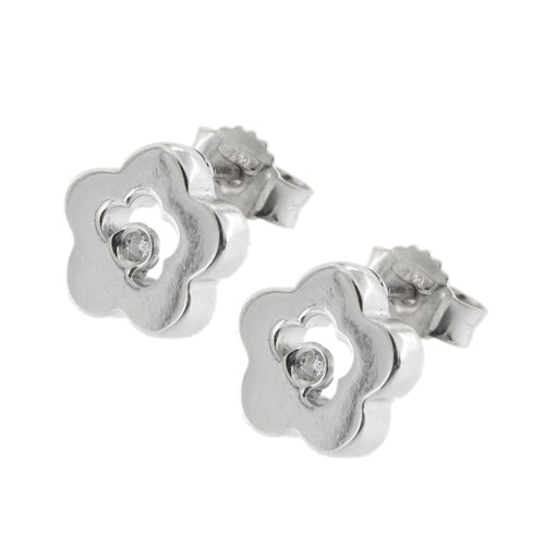 Boucles d'oreilles Boucles d’oreilles fleur - Puces en or blanc 18 ct et diamants 58 Facettes 27897