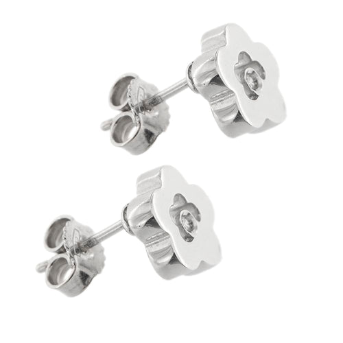 Boucles d'oreilles Boucles d’oreilles fleur - Puces en or blanc 18 ct et diamants 58 Facettes 27897