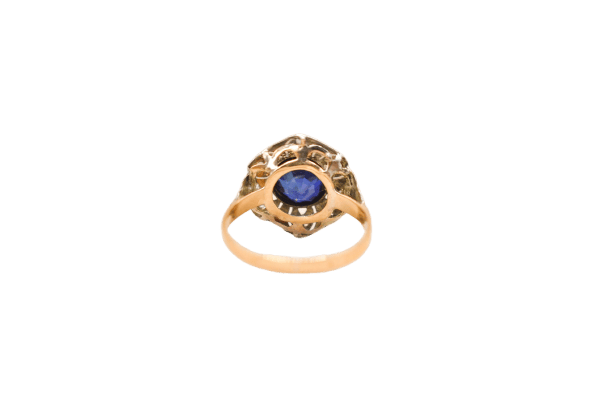 Bague Art Déco Saphir synthétique Diamants
