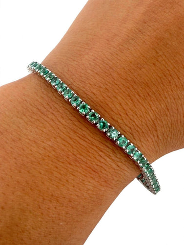 Bracelet Bracelet tennis en or blanc et émeraudes 58 Facettes 559/26 A
