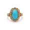 Bague 43 Bague marguerite ancienne en or jaune, diamants et turquoise 58 Facettes 1428