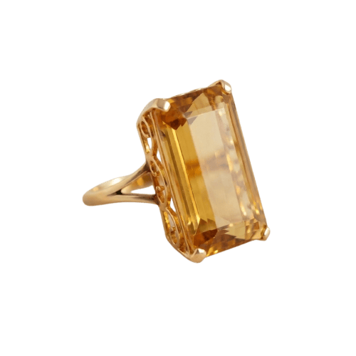 Bague 57 Bague en or jaune 750 avec citrine 58 Facettes HJ062616
