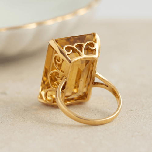 Bague 57 Bague en or jaune 750 avec citrine 58 Facettes HJ062616