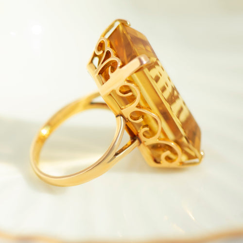 Bague 57 Bague en or jaune 750 avec citrine 58 Facettes HJ062616