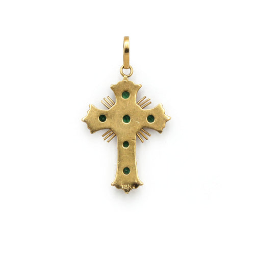 Pendentif Pendentif croix en or jaune et émeraudes 58 Facettes 260224R