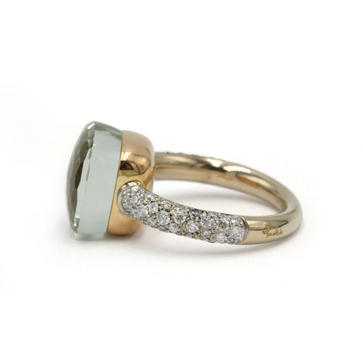 Bague 53 Pomellato Nudo Classic - Bague en or rose et blanc, diamants et prasiolite 58 Facettes 260178R