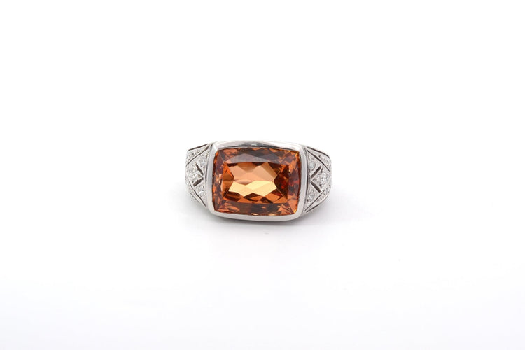 Bague 54 Bague en platine à topaze naturelle 8,24 ct et diamants 58 Facettes 26070-25649c