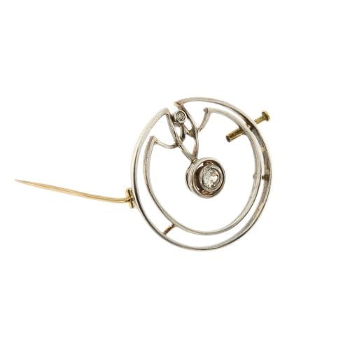 Broche Broche Art déco en or jaune et blanc 18 ct avec diamants 58 Facettes 35599