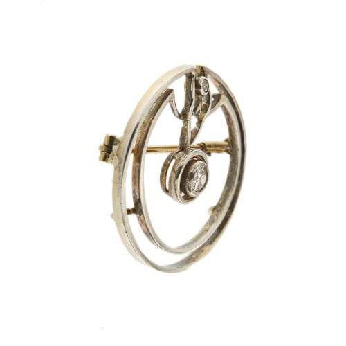 Broche Broche Art déco en or jaune et blanc 18 ct avec diamants 58 Facettes 35599