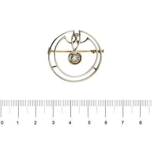 Broche Broche Art déco en or jaune et blanc 18 ct avec diamants 58 Facettes 35599