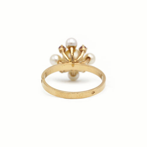 Bague 51 Bague en or jaune, rubis et perles 58 Facettes 260158R