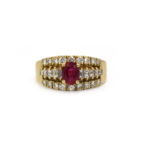 Bague 51 Bague en or jaune, diamants et rubis 58 Facettes 260101R