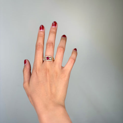 Bague 51 Bague en or jaune, diamants et rubis 58 Facettes 260101R