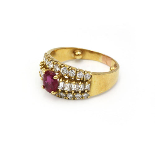 Bague 51 Bague en or jaune, diamants et rubis 58 Facettes 260101R