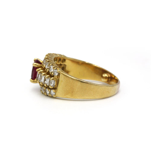 Bague 51 Bague en or jaune, diamants et rubis 58 Facettes 260101R