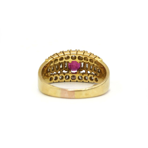 Bague 51 Bague en or jaune, diamants et rubis 58 Facettes 260101R