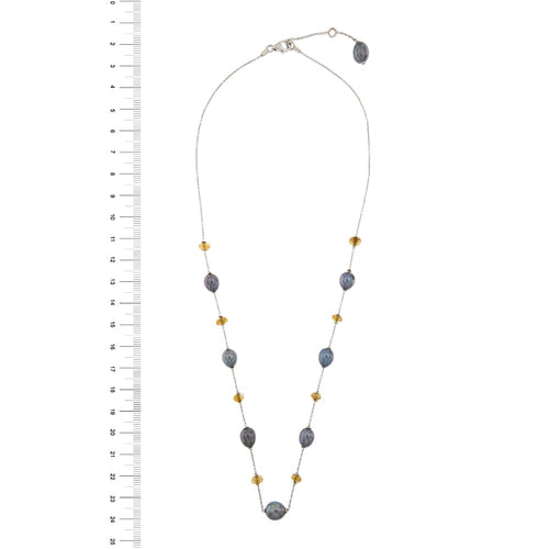 Collier Collier - perles et quartz citrines en or blanc 18 ct 58 Facettes 25940
