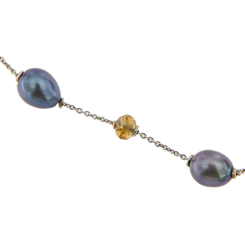 Collier Collier - perles et quartz citrines en or blanc 18 ct 58 Facettes 25940