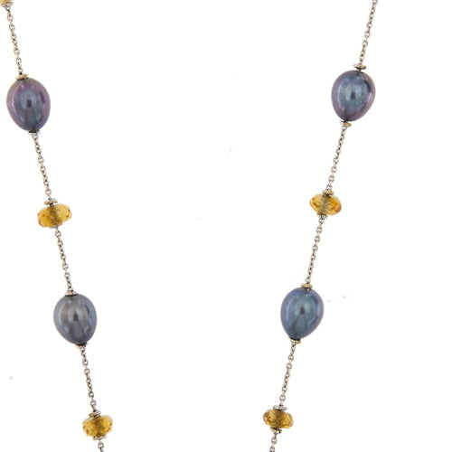 Collier Collier - perles et quartz citrines en or blanc 18 ct 58 Facettes 25940
