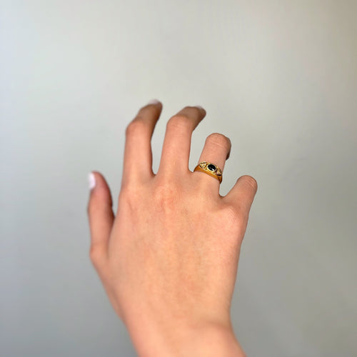 Bague 53.5 Bague en or jaune, saphir et diamants 58 Facettes 260071R