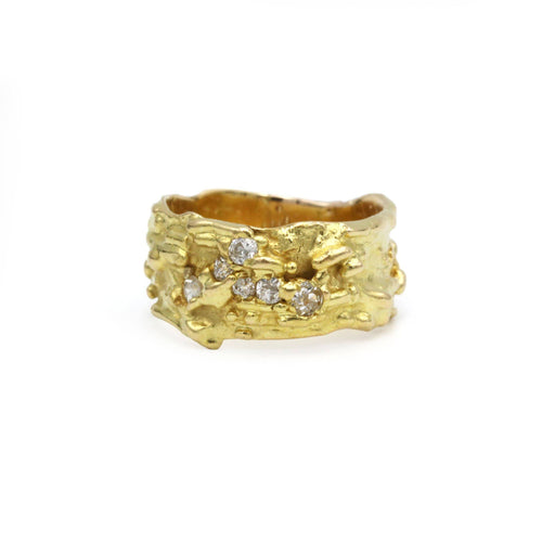 Bague 61 Roland Schad - Bague bandeau en or jaune et diamants 58 Facettes 260070R