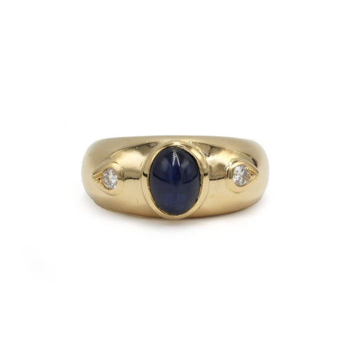 Bague 54.5 Bague jonc en or jaune, saphir et diamants 58 Facettes 260018R