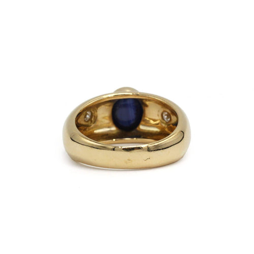 Bague 54.5 Bague jonc en or jaune, saphir et diamants 58 Facettes 260018R