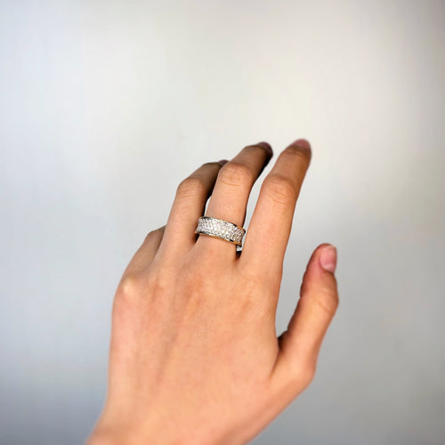 Bague 54 Bague bandeau en or jaune et diamants 58 Facettes 250433R