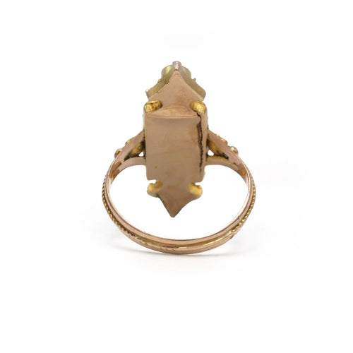 Bague 56 Bague marquise ancienne en or rose et jaune, nacre et grenats 58 Facettes 250357R