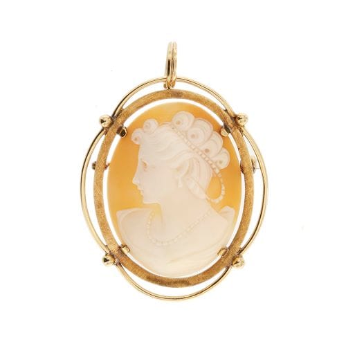 Pendentif Spilla-pendentif vintage à camée en or jaune 18 ct 58 Facettes 34853
