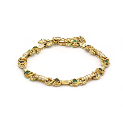 Bracelet Bracelet en or jaune, diamants, saphirs et émeraudes 58 Facettes 250181R