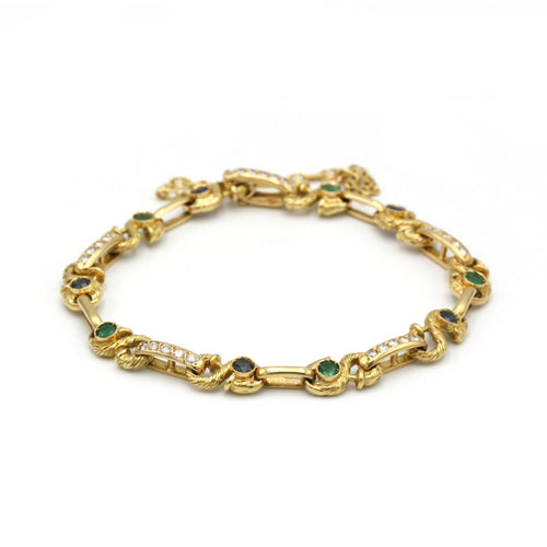 Bracelet Bracelet en or jaune, diamants, saphirs et émeraudes 58 Facettes 250181R